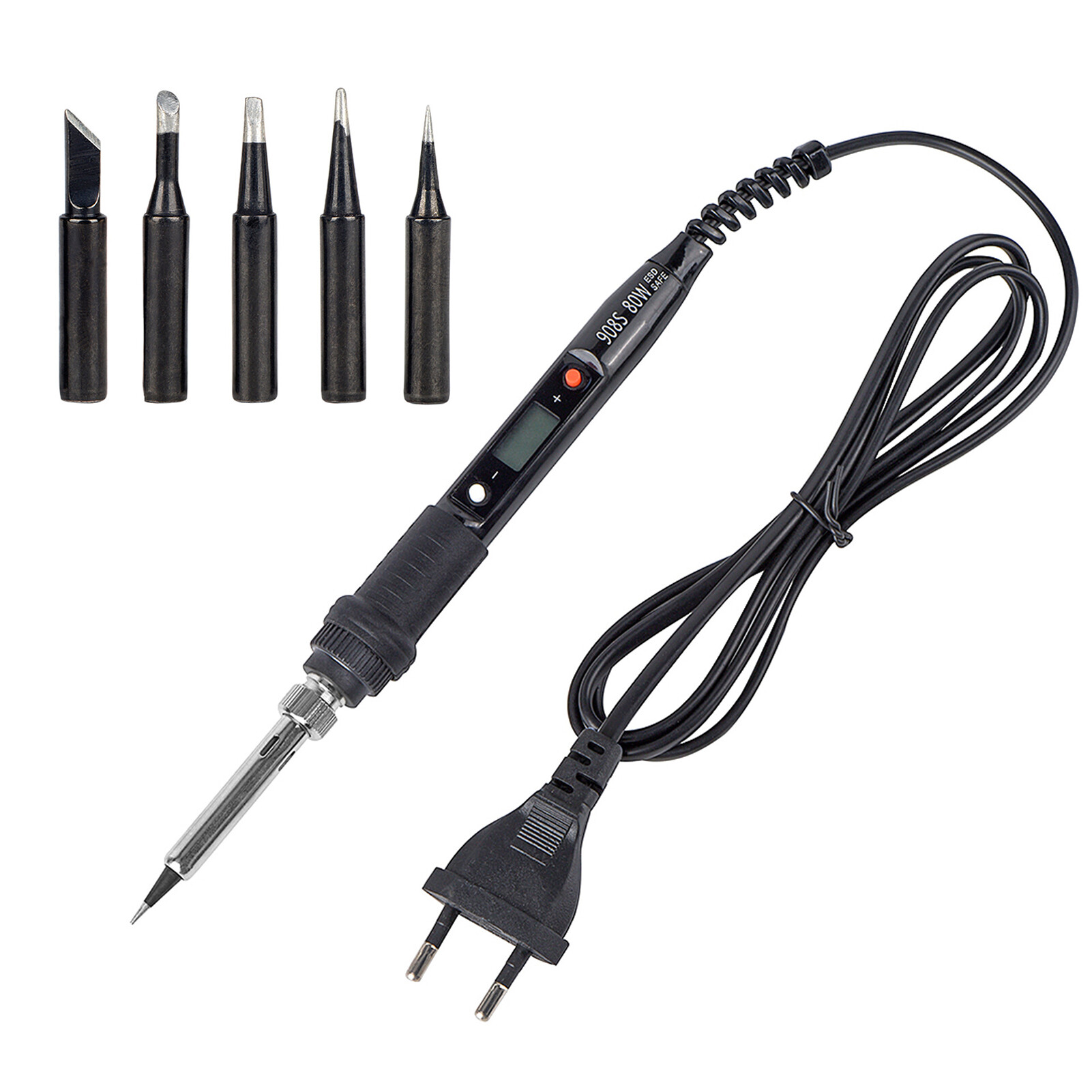 lentils 80W 908S Soldering Iron LCD Display Adjustable Temperature Black Anti-scalding Welding Tips Kit for Welding Circuit Board