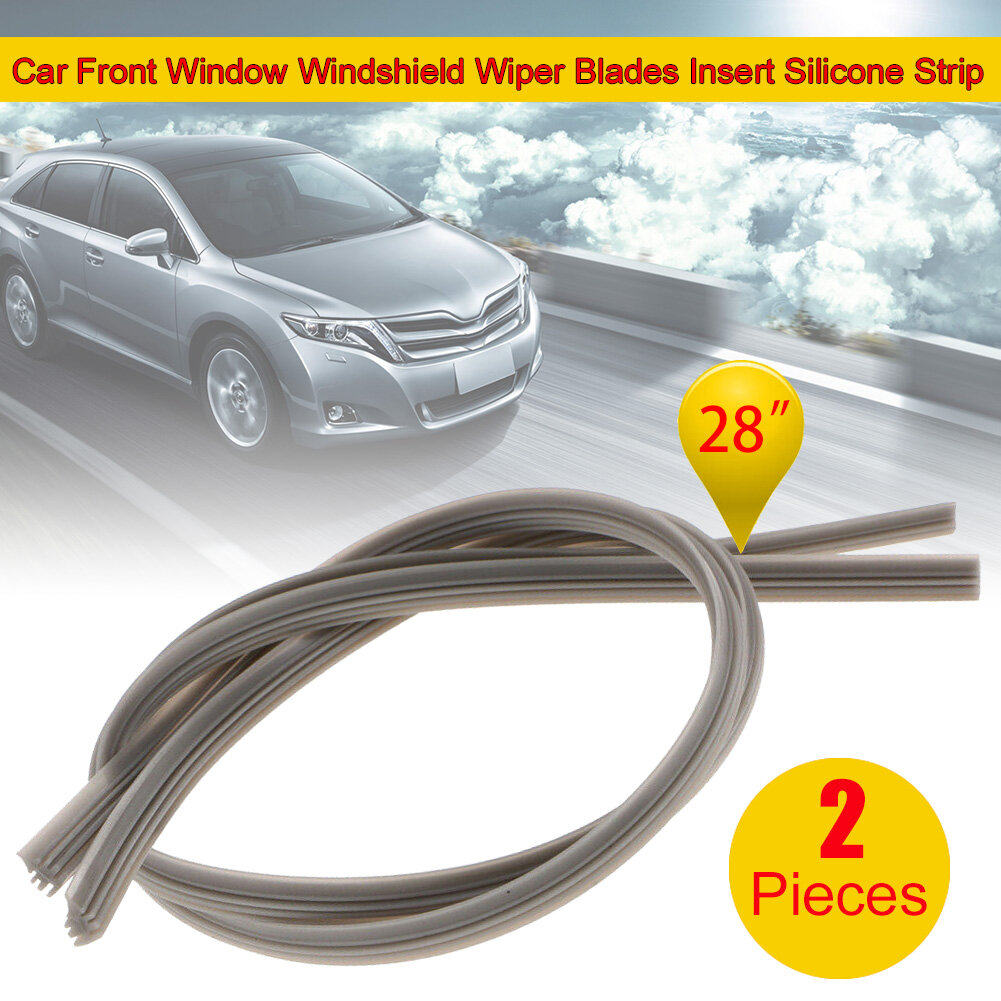 2 Pieces Car Front Window Windshield Wiper Blades Insert Silicone Strip 28 ''