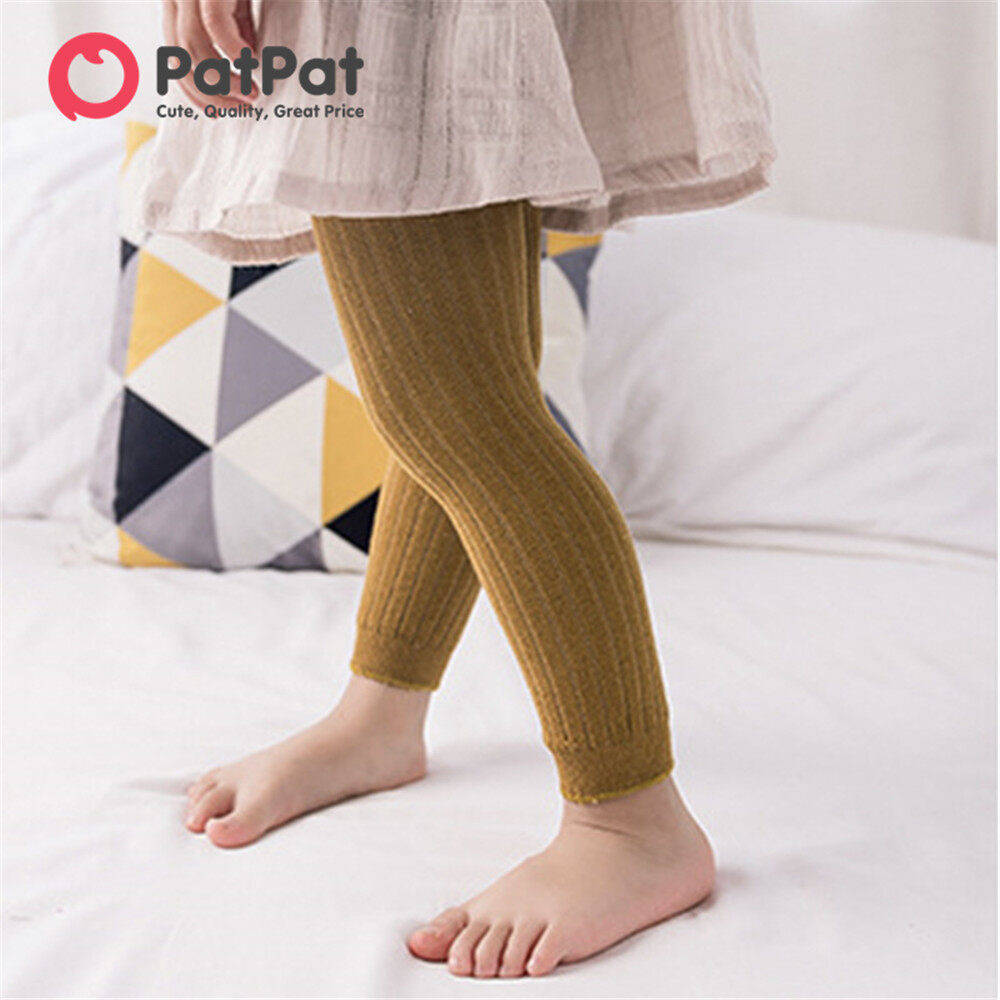 PatPat Toddler Girl Leggings Casual Solid Stripe Pants for 18 Months-5 Years