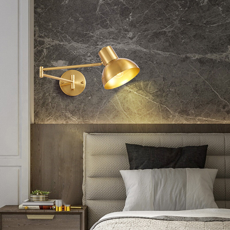 Adjustable LED wall lamp E27 wall light with switch golden and black sconces indoor lighting home decor wall decor for living room bedroom bedside kitchen dining room light fixture