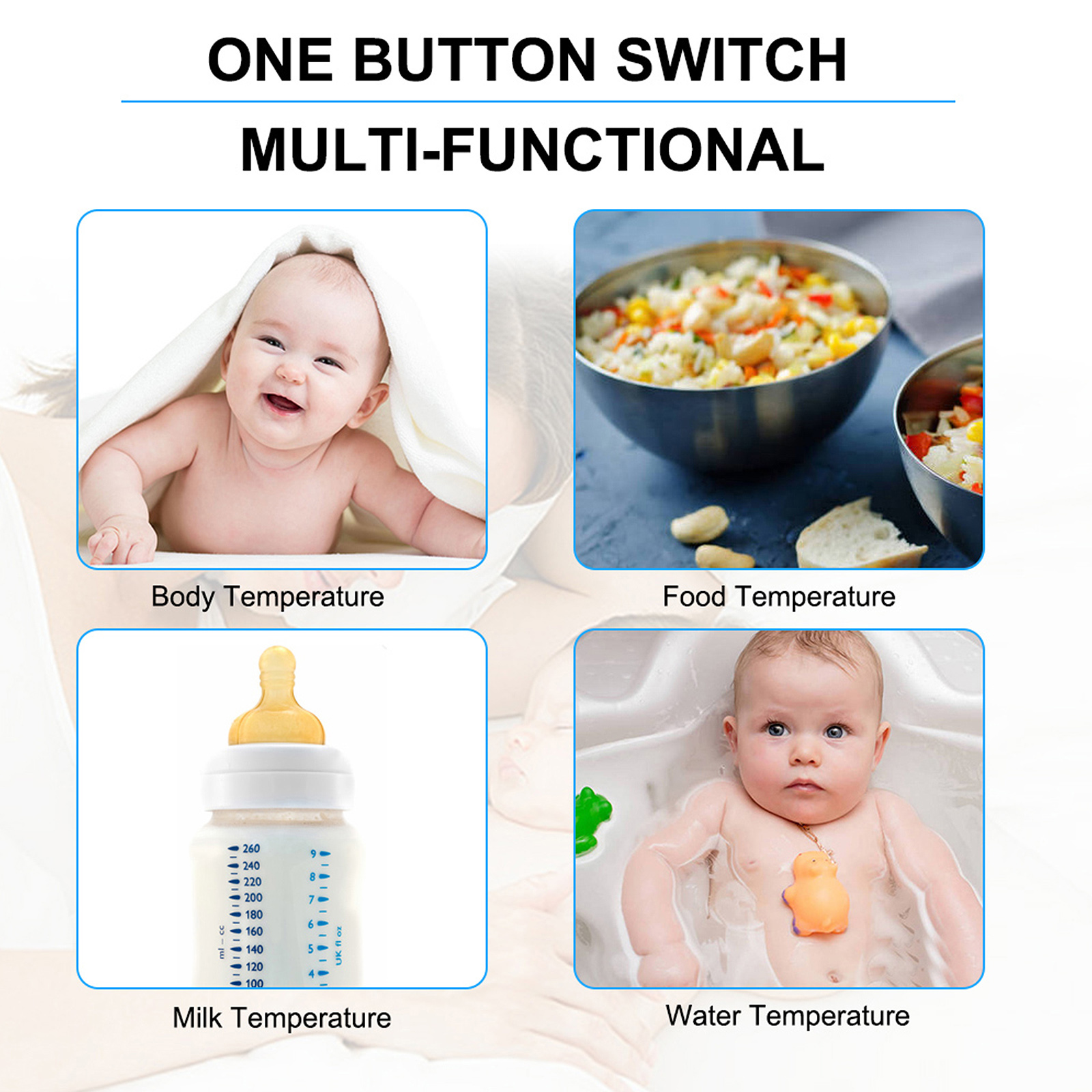 Non-Contact Infrared Thermometer Handheld Digital Forehead Thermometer Portable Body Object Temperature Gauge °C/°F Switchable LCD Backlight Display