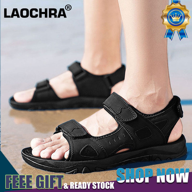 LAOCHRA Men Shoes Men Soft Sandals Beach Men Summer Shoes Leather Sandals Big Size 39-48 Outdoor Hiking Shoes Men Shoes
