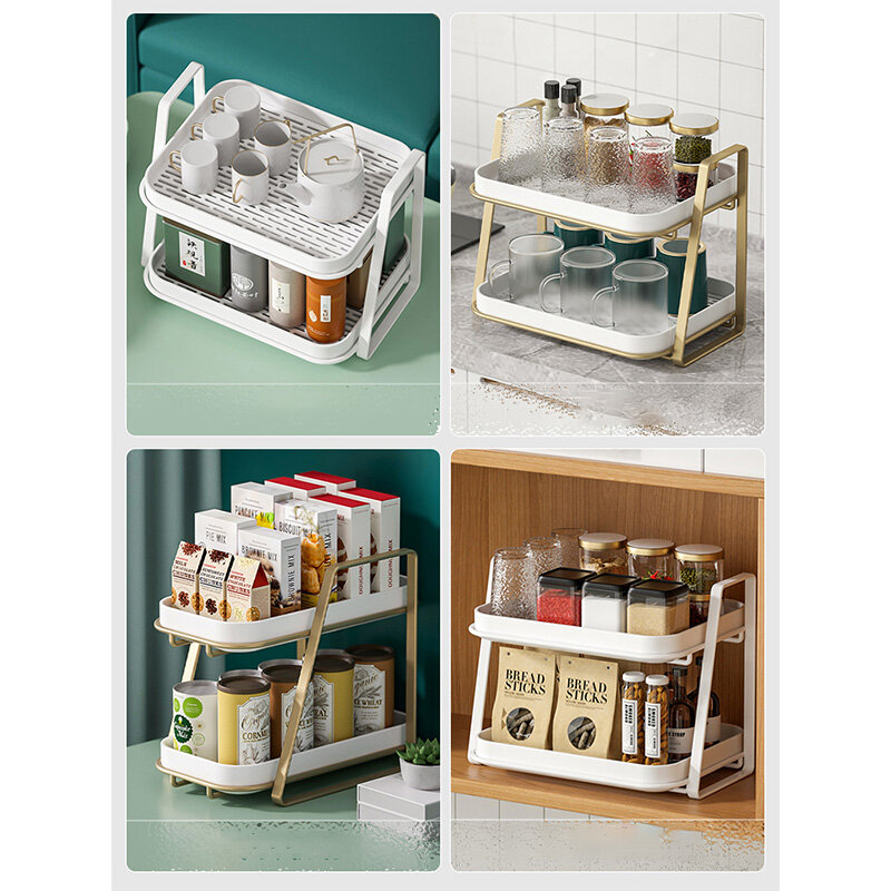 Double drain cup holder household wrought iron luxury cups with tea set desktop storage rack