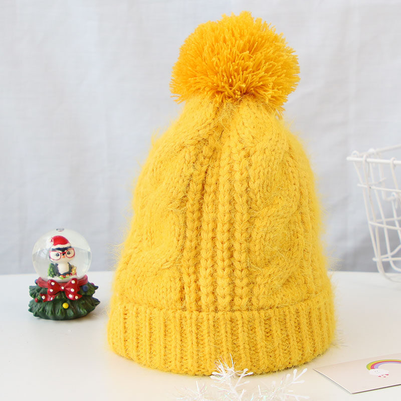 Plain Autumn Winter Baby Hat Kids Girls Boys Plush Ball Beanie Cap