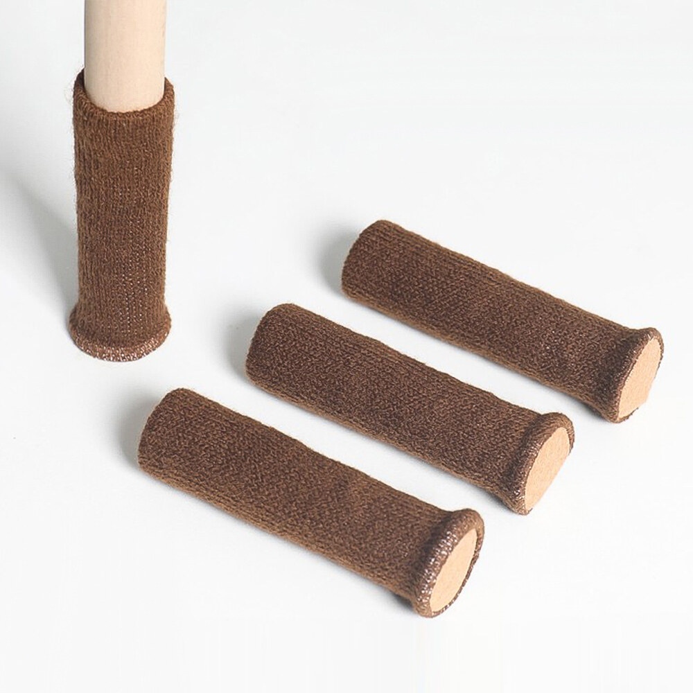 4Pcs Wear-resistant Non-slip Stool Table Mat Knitted Table Foot Stool Foot Protection Cover
