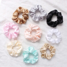 Faitolagi Vải Satin Mềm Mại Buộc Tóc Co Giãn Scrunchies Màu Trơn Đàn Hồi Dây Buộc Tóc Phụ Kiện Tóc