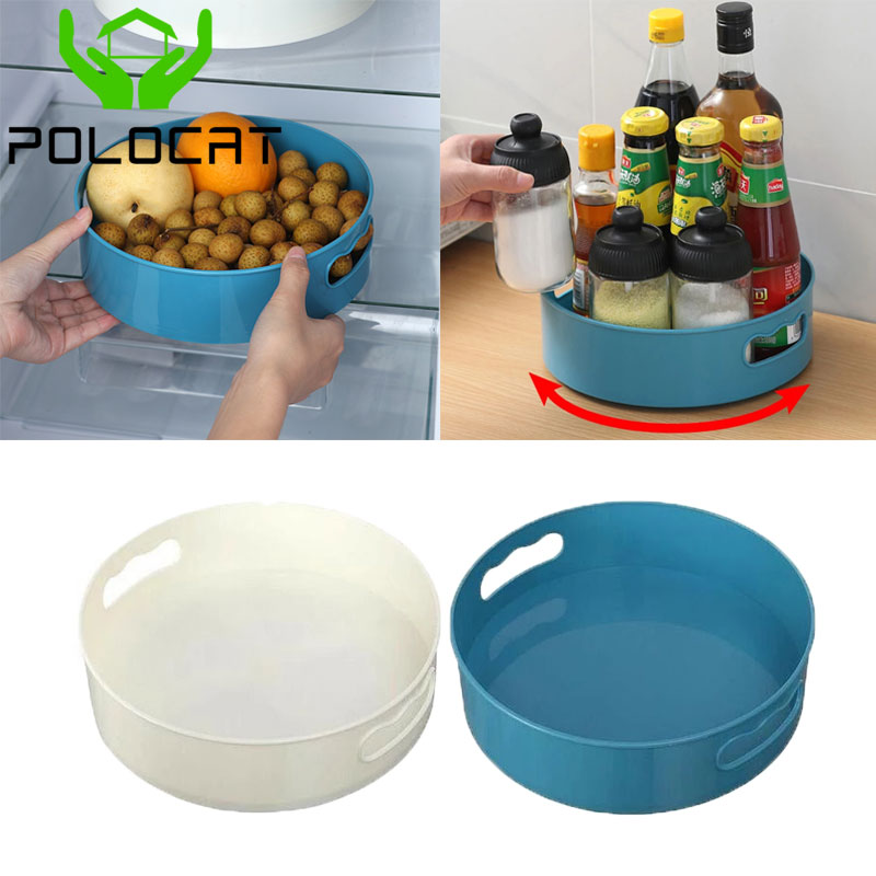 Polocat 1Pcs Non-slip Rotating Storage Tray, Multifunctional Plastic Desk Organizer, Fruit Snack Storage Plate, Kitchen Tool
