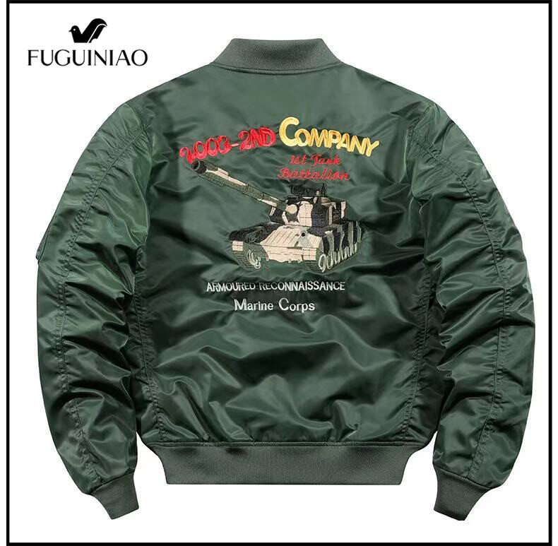 FUGUINIAO Motorcycle Jacket Fashion New Men's Washed Baseball Jacket Retro Pilot Jacket Jacket