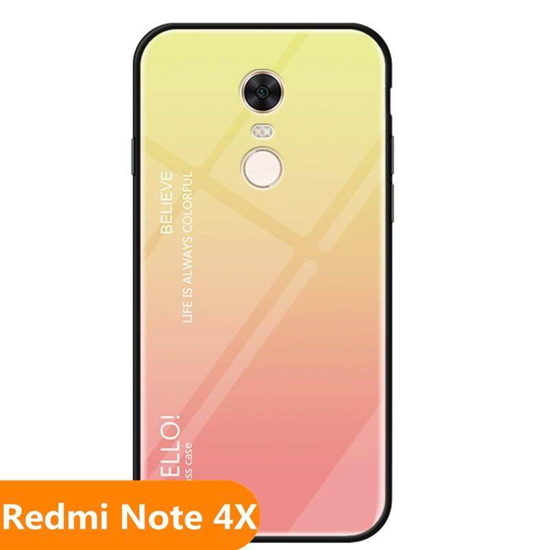 For "Xiaomi Redmi Note 4X" Gradient Tempered Glass Back Cover Protective Phone Case