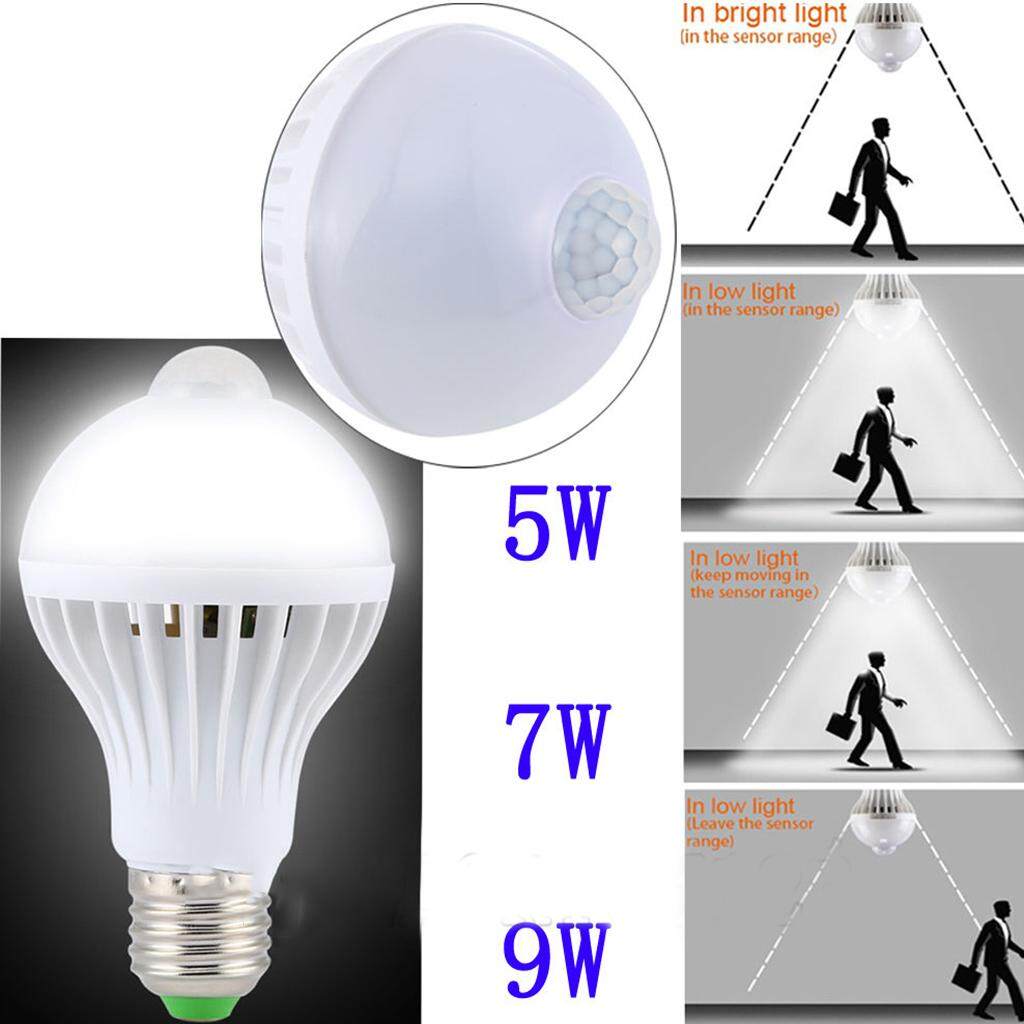 Perfk LED PIR Motion sensor Auto Lamp Bulb Infrared Energy Saving Light 9W White