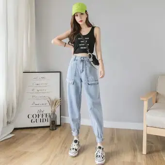 high waisted jeans korean fashion