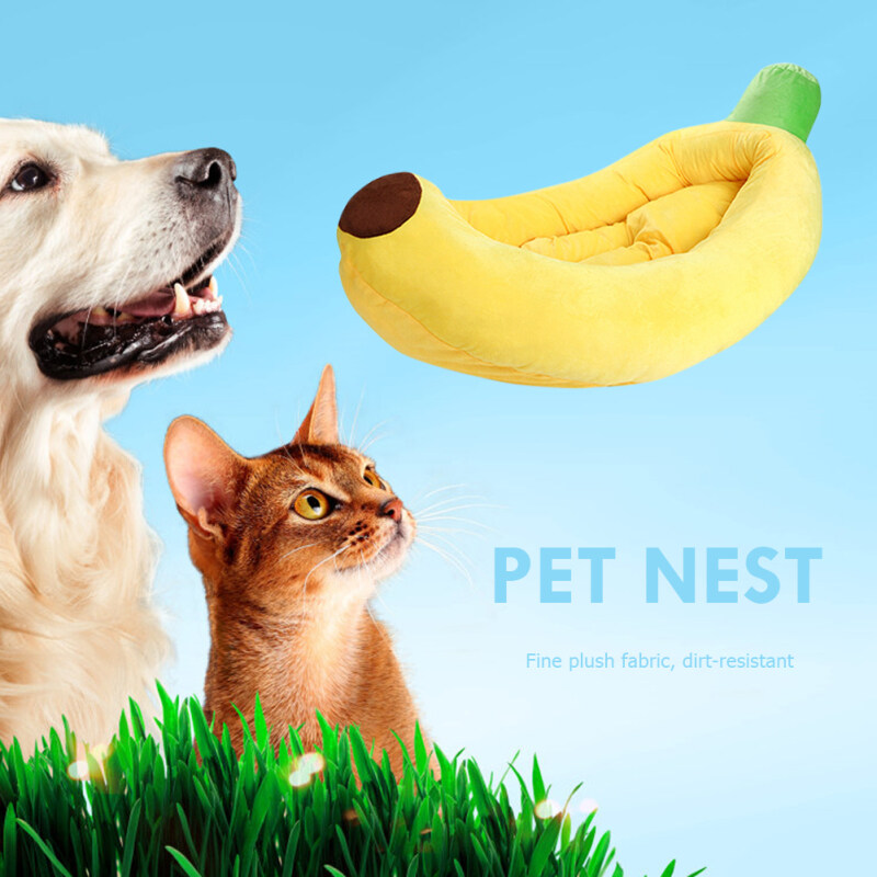 Pet Nest Banana Shape Ấm Ngủ Mềm Mại Chó Thoáng Khí Nhà Mèo Có Thể Giặt Được