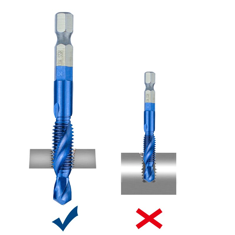 Ashowner 6Pcs M3-M10 Hex Shank Titanium Plated HSS Screw Thread Metric Tap Drill Bits Screw Machine Compound tap Hand Tools