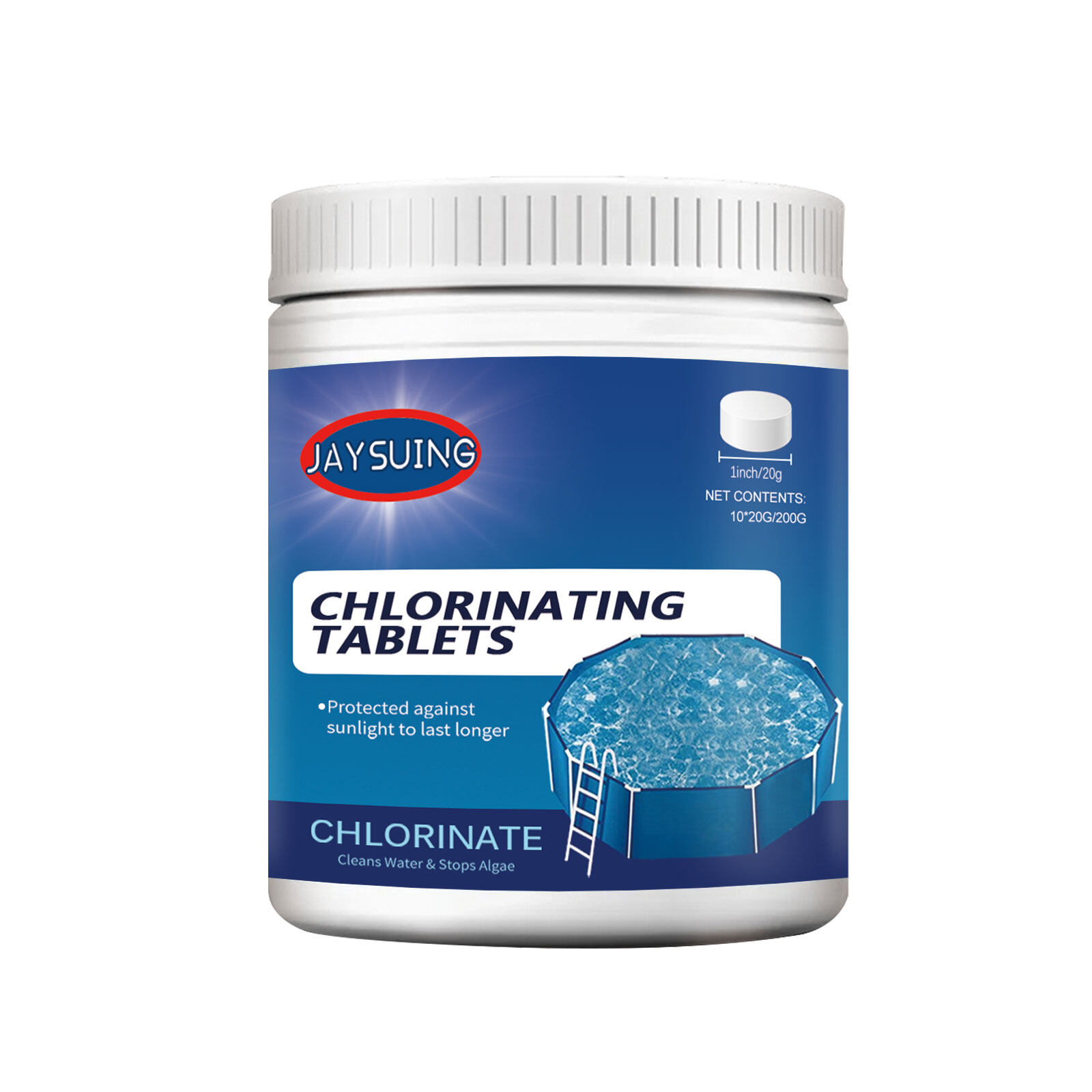 Jaysuing Chlorine Tablets For Swimming Pool Cleaning Dissolves Quickly Eliminate Algae Inhibits