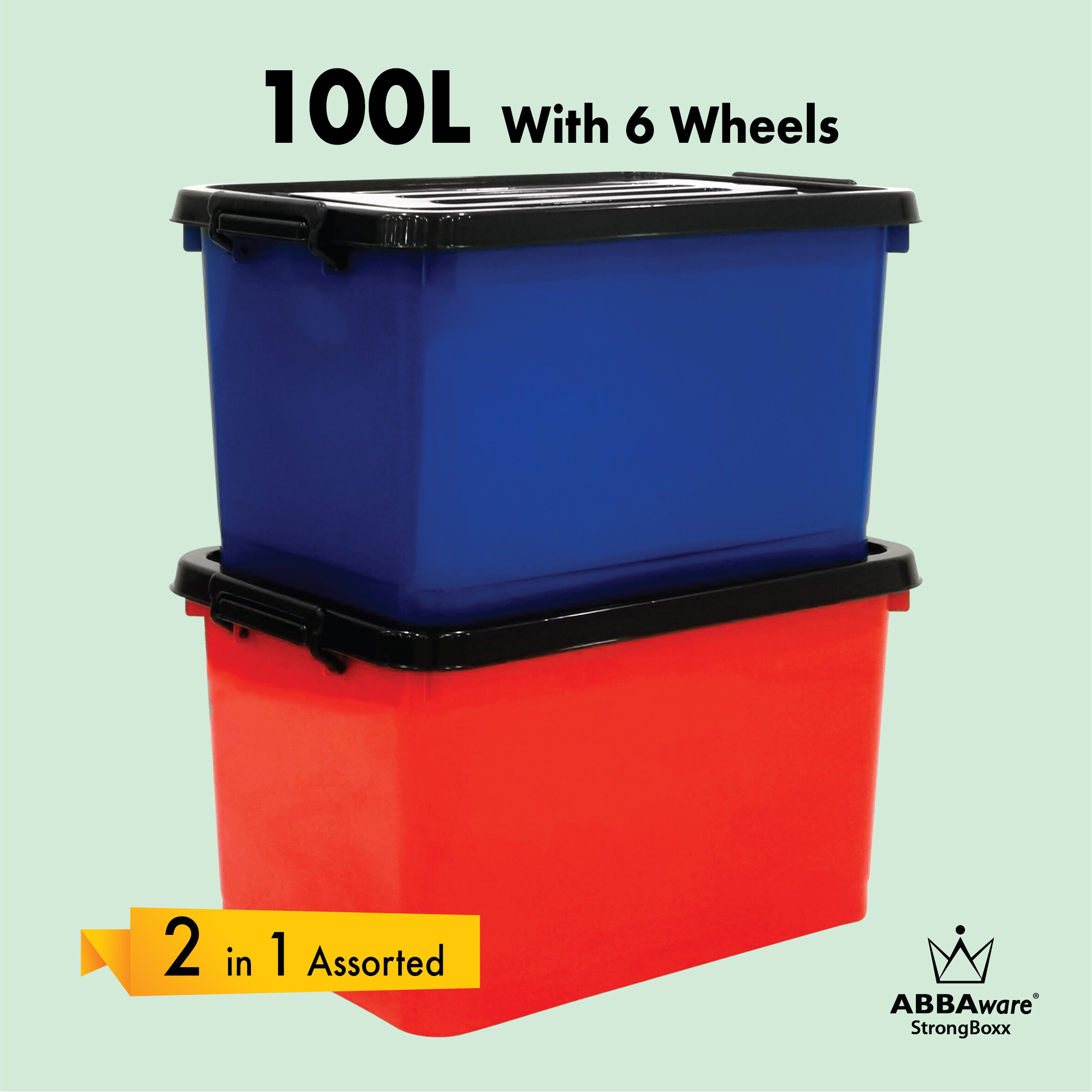 Abbaware Storage Box 100 Litre /Kotak Simpanan dengan roda/Storage Box with wheels/ Bekas