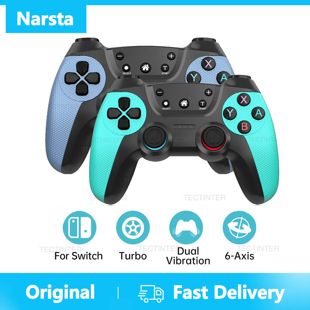 Narsta Tay cầm chơi game không dây hỗ trợ tay điều khiển Bluetooth tương thích với bộ chuyển đổi Nintendo Pro/ Switch OLED/Switch Lite PC Controle phím điều khiển