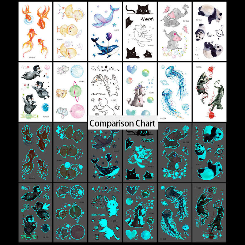 Laz Nigori sticker Luminous stickers Cool luminous tattoo stickers for men and women waterproof dark glowing cute cartoon fun stickers
