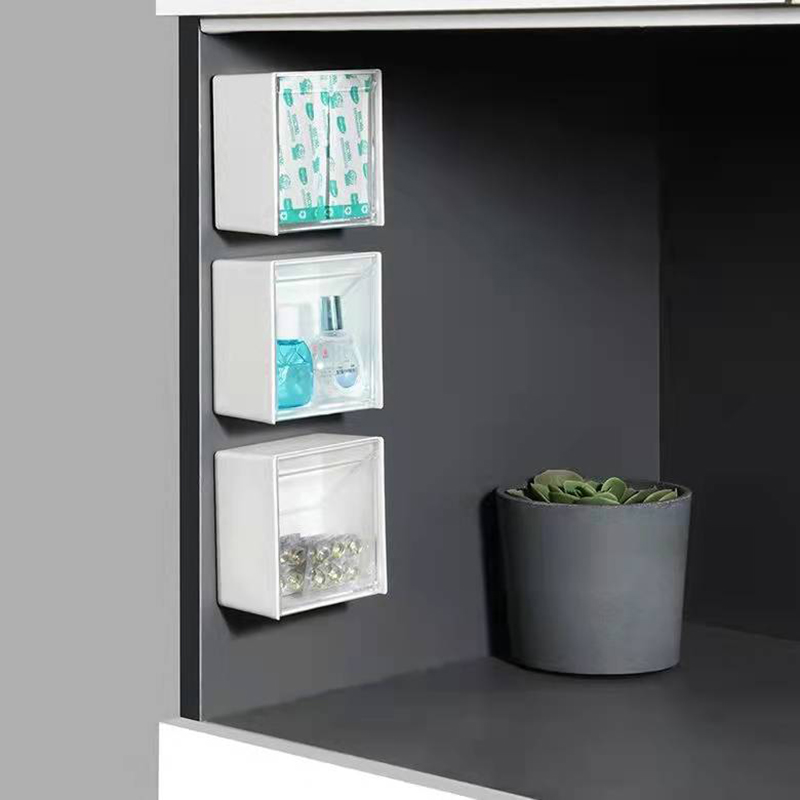 Hộp Đựng Đồ Gắn Tường Bằng Nhựa Trong Suốt Hộp Túi Sắp Xếp Phòng Tắm Hộp Đựng Nắp Đậy Kín Hộp Đựng Đồ Nhỏ