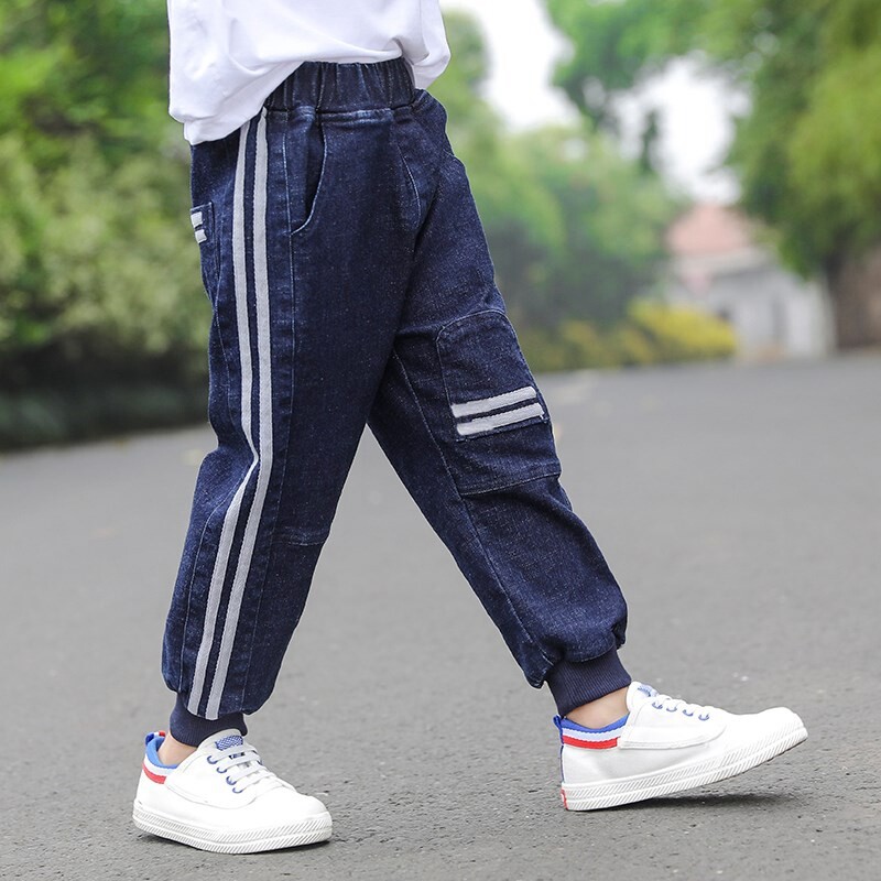 IENENS Kids Children Fashion Denim Clothing Long Pants Boys Slim Jeans Young Boy Casual Clothes Trousers Bottoms Elastic Waist Pants