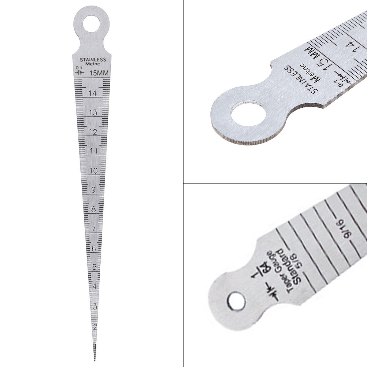 Stainless Steel Wedge Feeler Aperture Gauge with Imperial / Metric