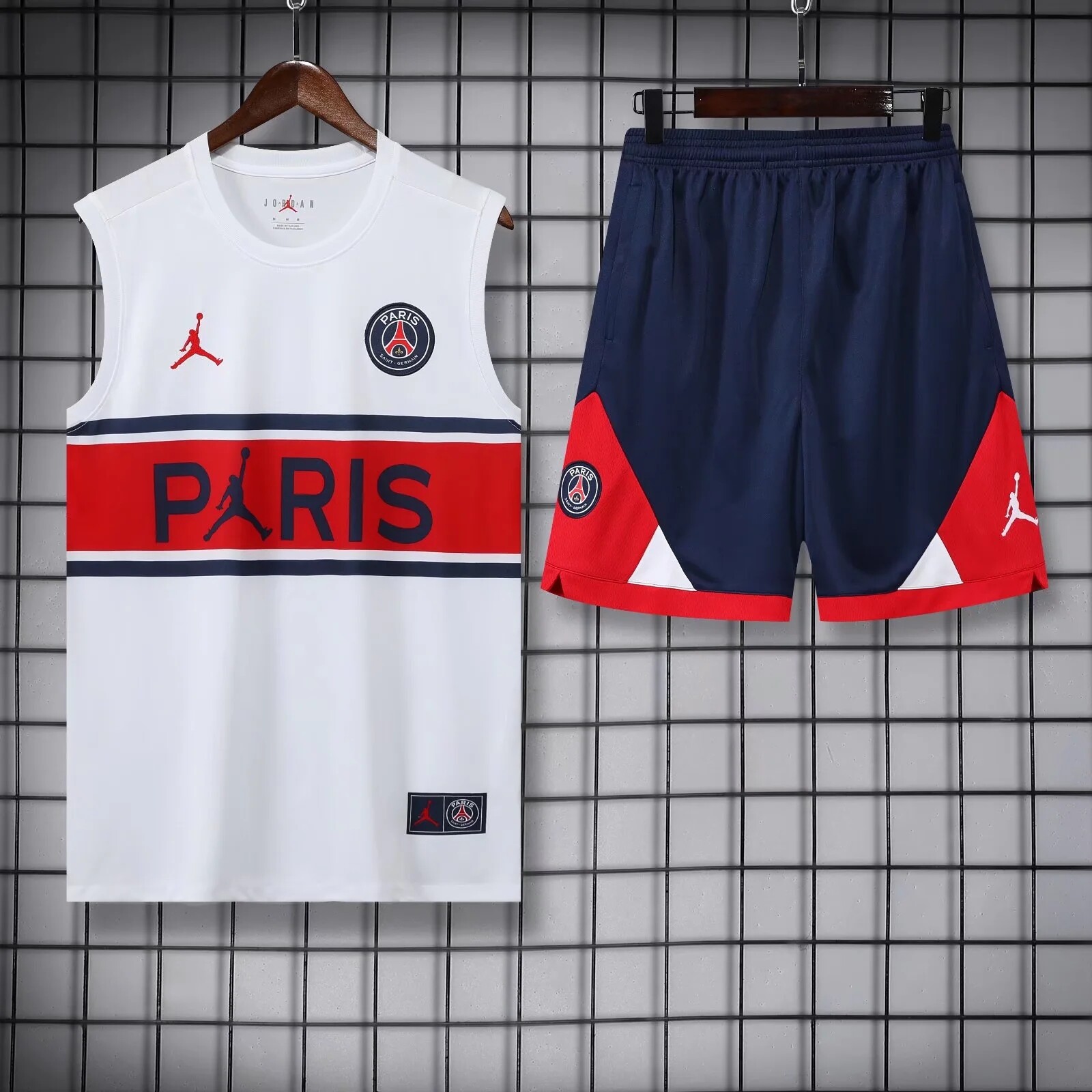 【Jersey Set】Fast Delivery 2022/2023 PSG Kit Fooball White Red Bars