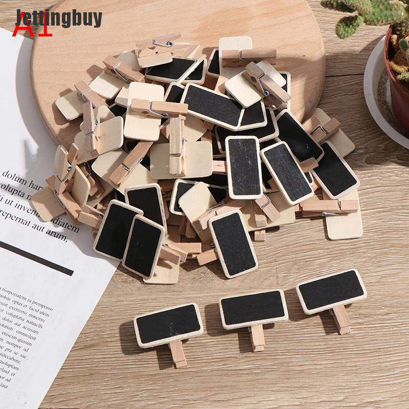 [Jettingbuy] 50 Mini Blackboard Wood Message Slate Rectangle Clip Clip Panel Card Memos Label A1