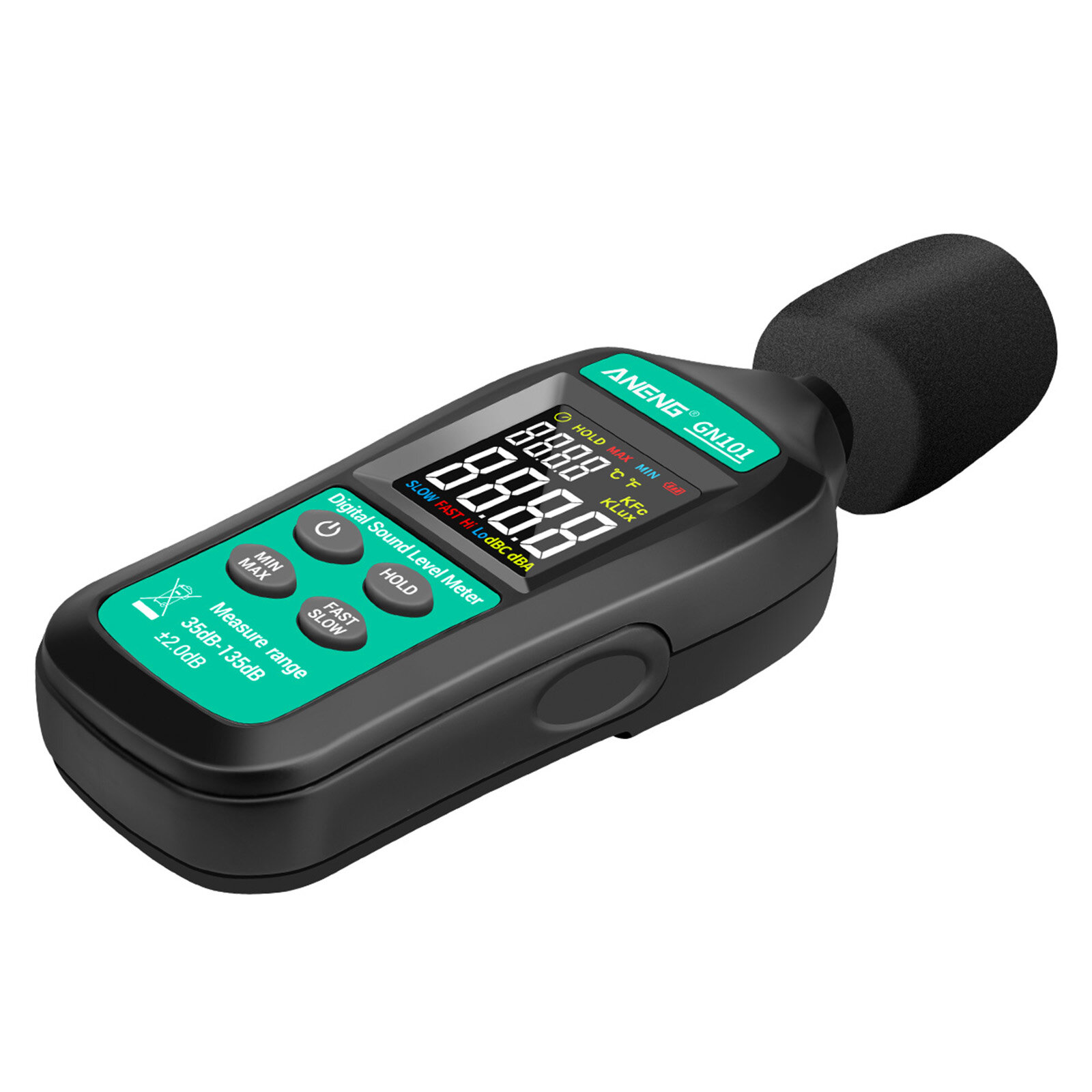 Smart Sensor Digital Noise Meter 35db-135db Decibel Meter LCD Display Sound Level Meter High-precision Sound Decibel Monitor Professional Noise Tester Household Noise Measuring Instrument with Condenser Microphone