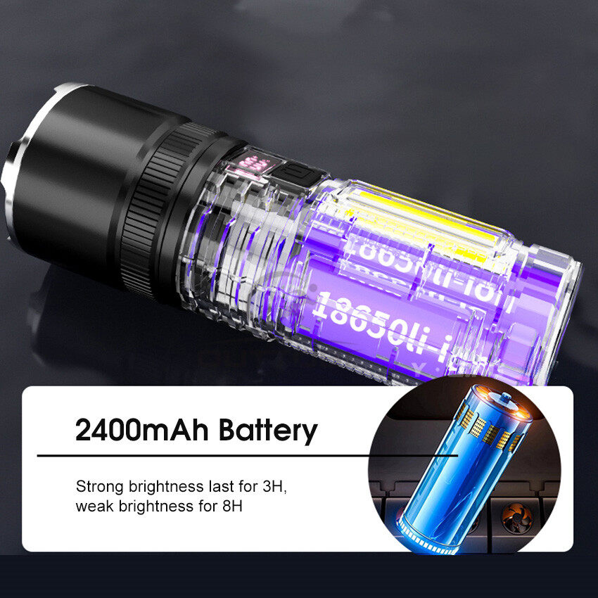 Outtobe Đèn Pin Đèn pin công suất lớn siêu sáng đèn pin dùng điện Kính thiên văn Đèn pin Focus đèn bên Đèn làm việc COB ngoài trời gia đình tiện lợi phiêu lưu cắm trại đèn khẩn cấp