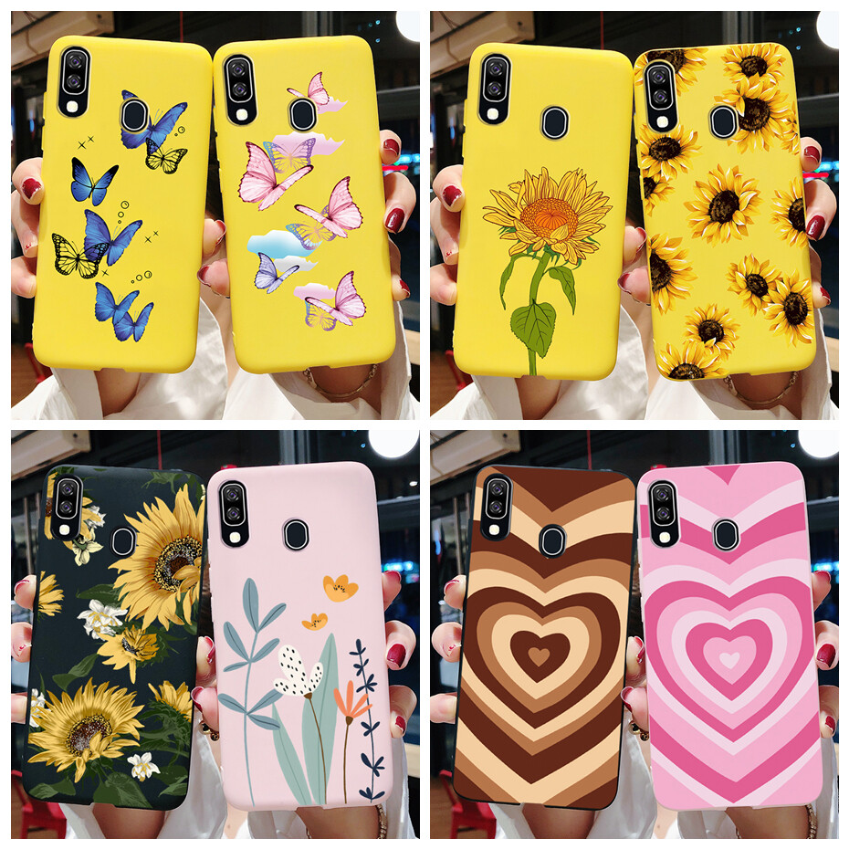 For Samsung Galaxy M20 Case Soft Silicone Cute Love Heart Sunflower Phone Cover For Samsung M20 Casing