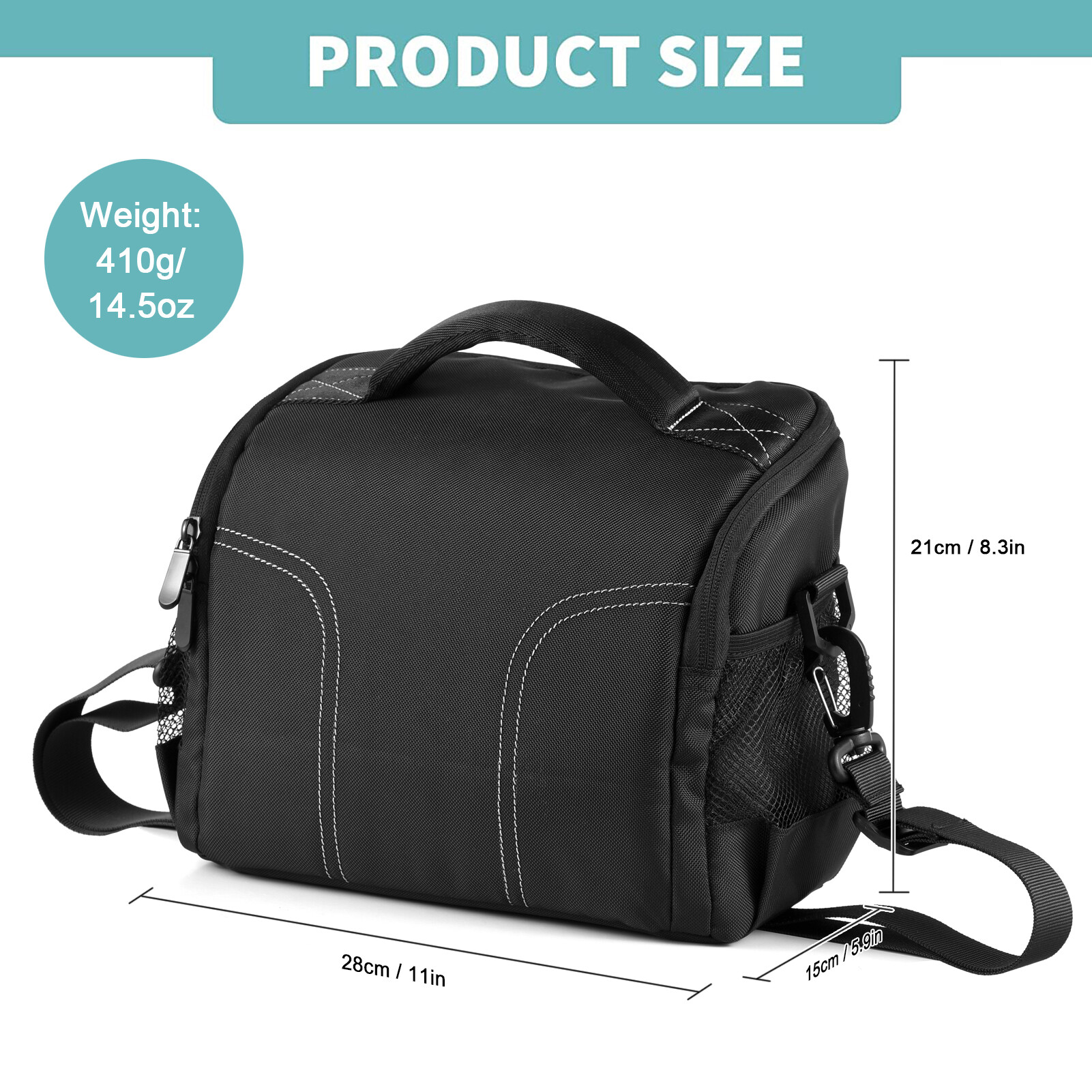 Padded Camera Bag Travel Camera Shoulder Bag Water-resistant Shock-proof Camera Case Messenger Bag for DSLR/SLR/Mirrorless Camera Case with Removable Dividers