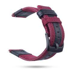Universal 22mm Nylon Woven with Genuine Leather Wrist Strap for Samsung Galaxy Watch 46mm etc.
