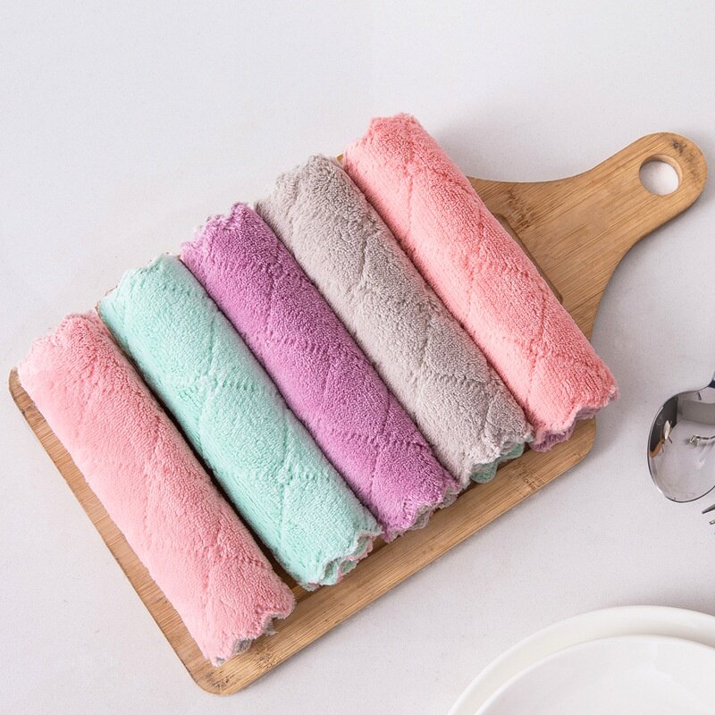 25*25cm Super Absorbent Microfiber Dish Cloth Household Tableware Cleaning Towel Kitchen Tools Gadgets