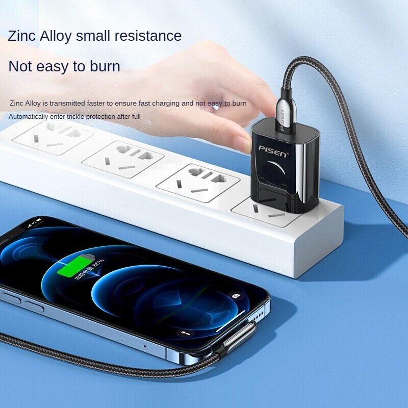 Pisen USB C Cable 2.4A Fast Charging Data Cable PD 20W Quick charge Elbow Charging USB Cable for iPhone 14 13 12 11 pro max