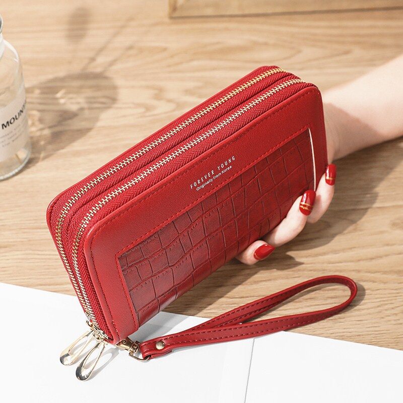 Forever Young Ladies Long Wallet Double Zipper Purse Korean Large-capacity Clutch Women Coin Purse