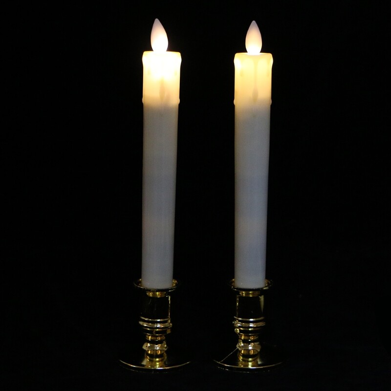 2Pc Electric Flickering Flameless Led Candle Lights With Removable Gold Base