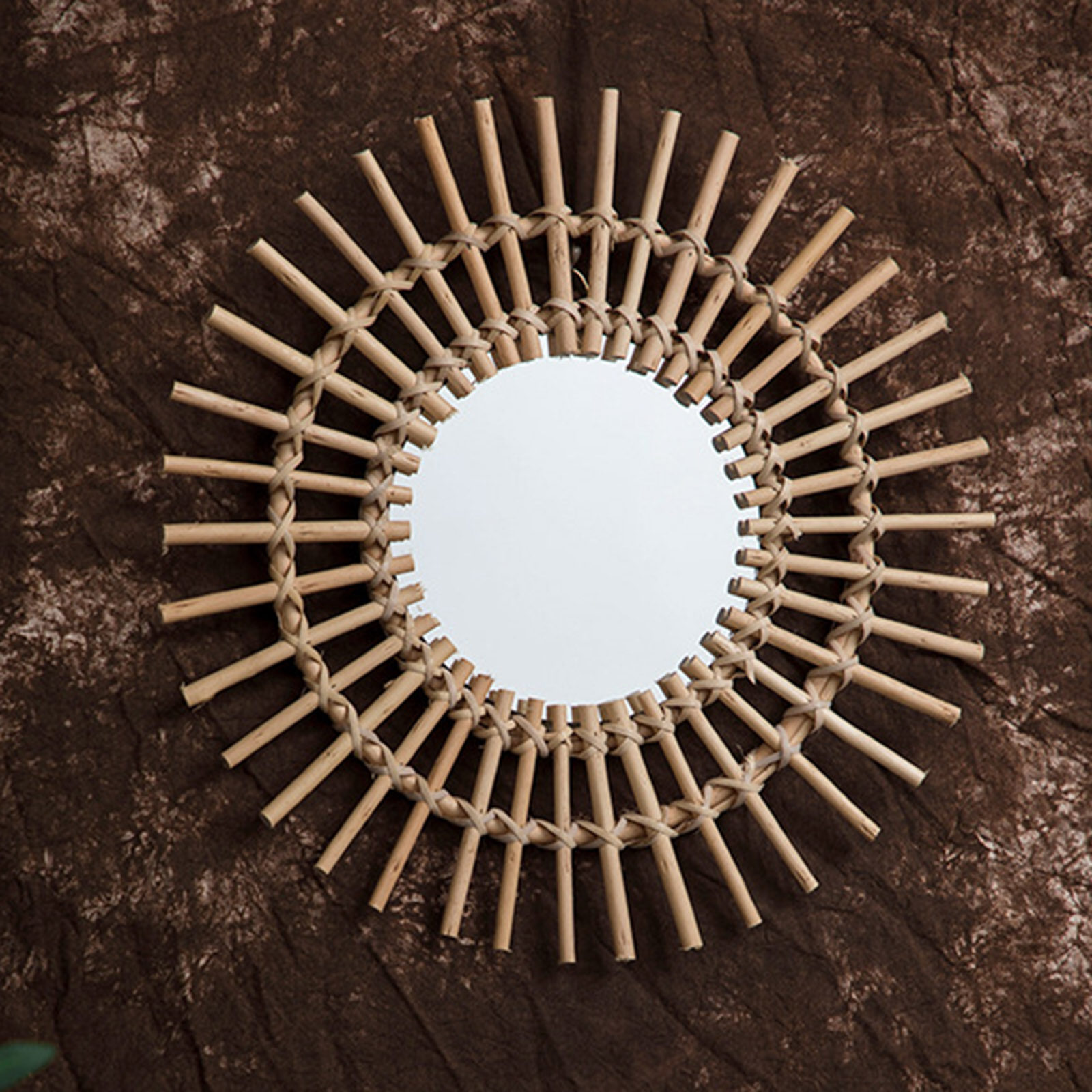 LazaraHome Natural Rattan Woven Handmade Wall Hanging Mirror, Wicker