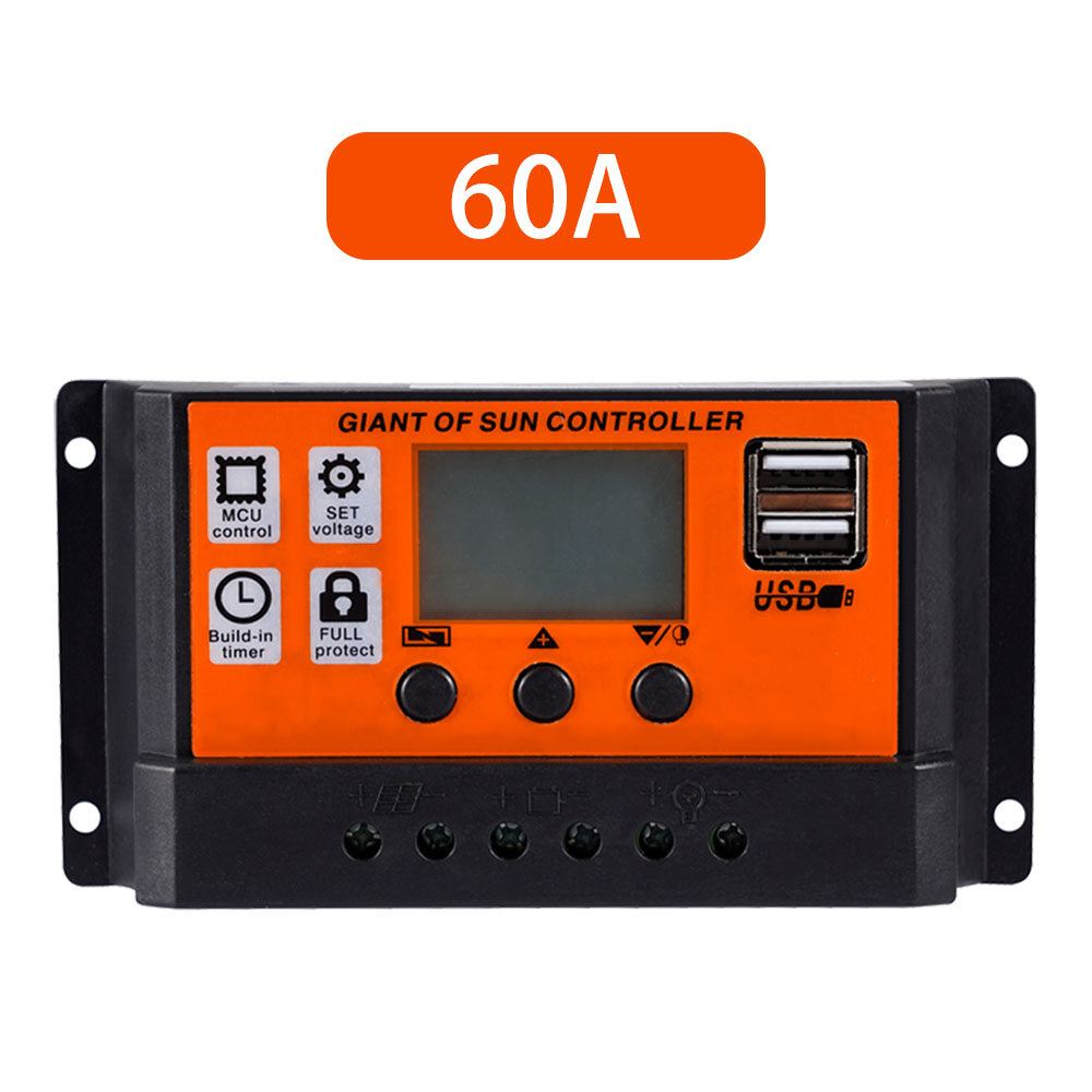 Mppt/pwm solar panels battery charge controller 10a 30a 60a 80a 100a automobile solar panel led display dual usb 5v charging regulator equipment