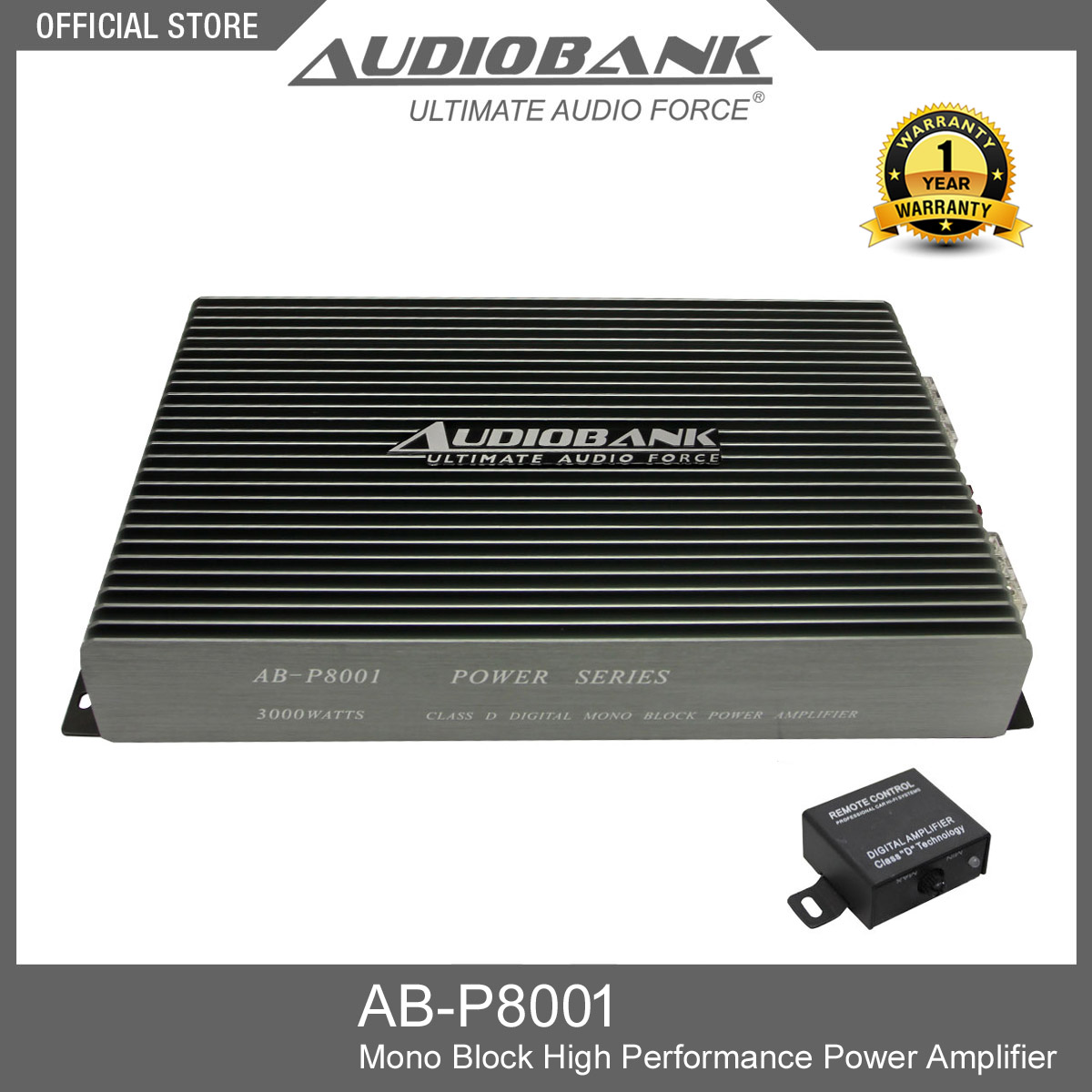 AUDIOBANK Car Audio AB-P8001 Mono Block 