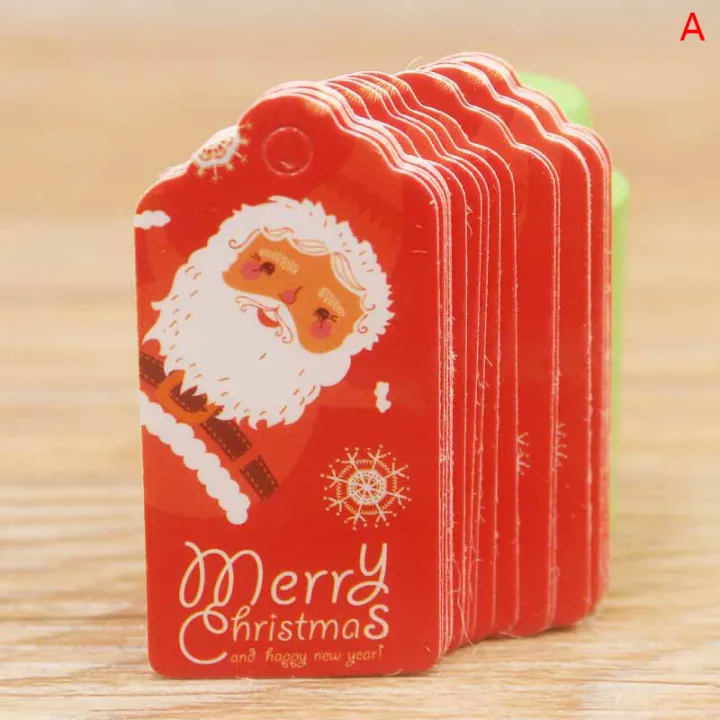100PC//lot kraft printed merry christmas Gift Tags For Cake Party Label tag EW