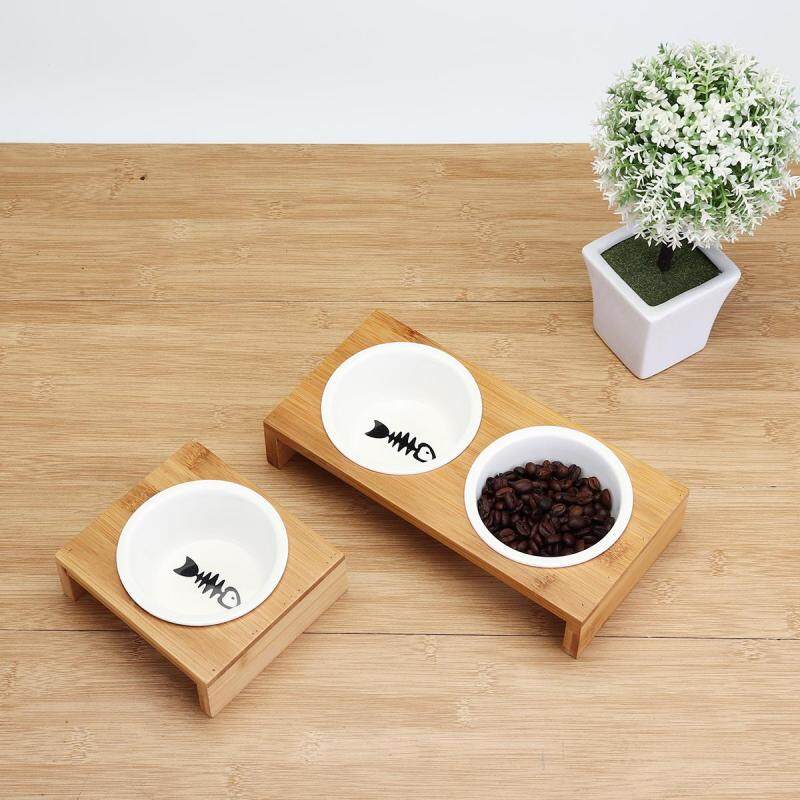 Độ cao chó Mèo Tre Cho Thú Cưng Ăn Gốm Bát Lớn Lên Đứng 3 Size Bền 【1pcs】