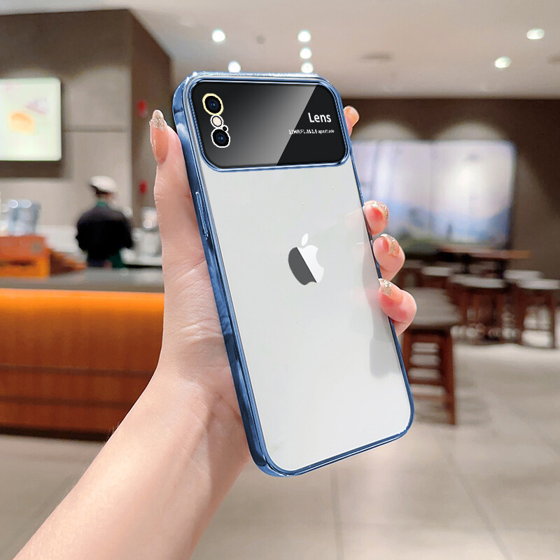 For iPhone XS Max 6 7 8 Plus X XR Phone Case,Electroplated Large Window TPU Soft Shell