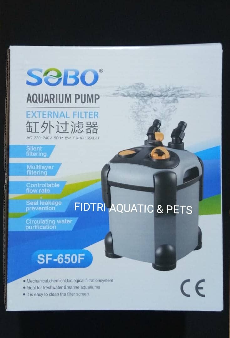 SOBO SF650F CANISTER EXTERNAL FILTER PUMP 8WATT 650L/H FOR FISH