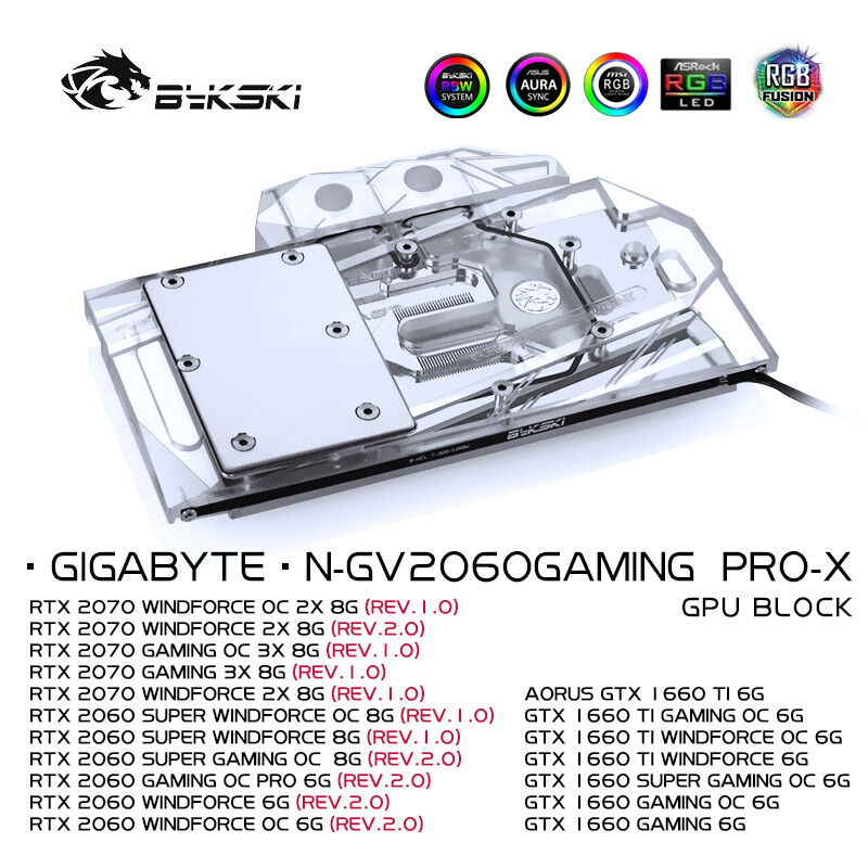 Barrow Gigabyte Rtx 2060 Super Waterblock Bykski GPU Water Block