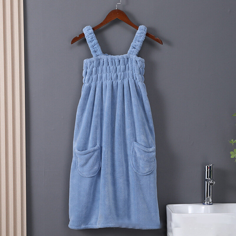 Strap bath towel can be worn by women, can be wrapped, can be worn, can absorb water faster than pure cotton, dry bath skirt, big bath skirt
