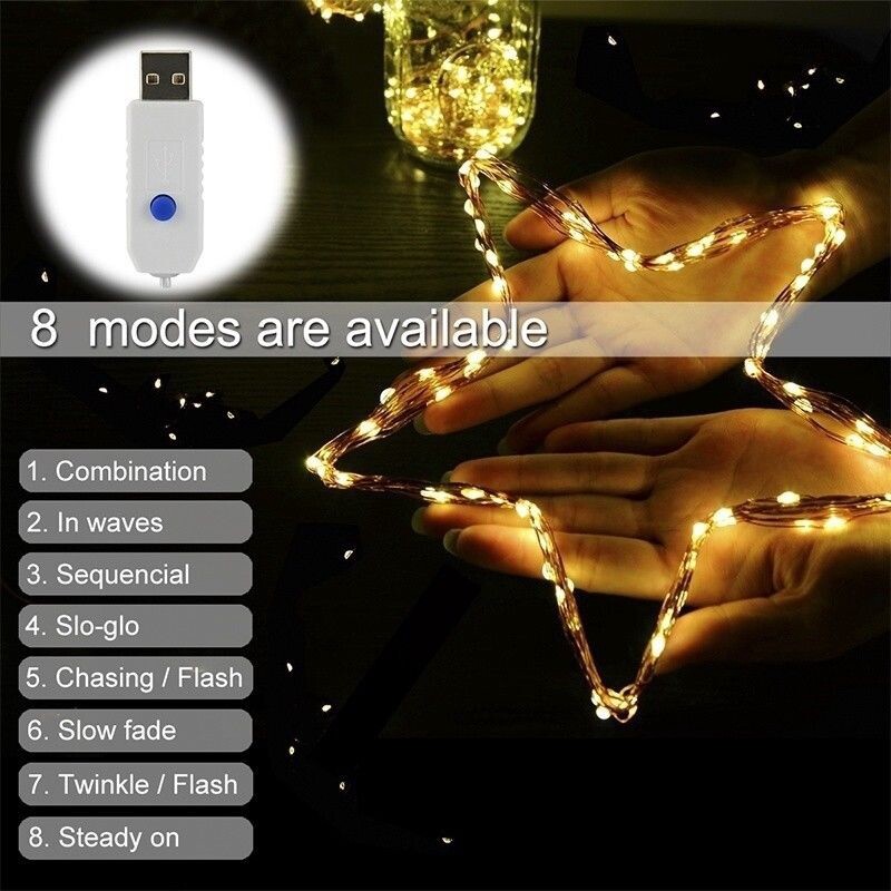 5/10M 50/100Led USB Copper Wire RGB Fairy String Light With Remote Control