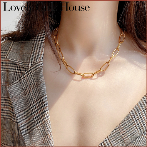 【♡Lovely girls house♡】Metal Chain Clavicle Chain European And American Style Neck Chain Simple Clavicle Chain Chunky Collares Jewelry