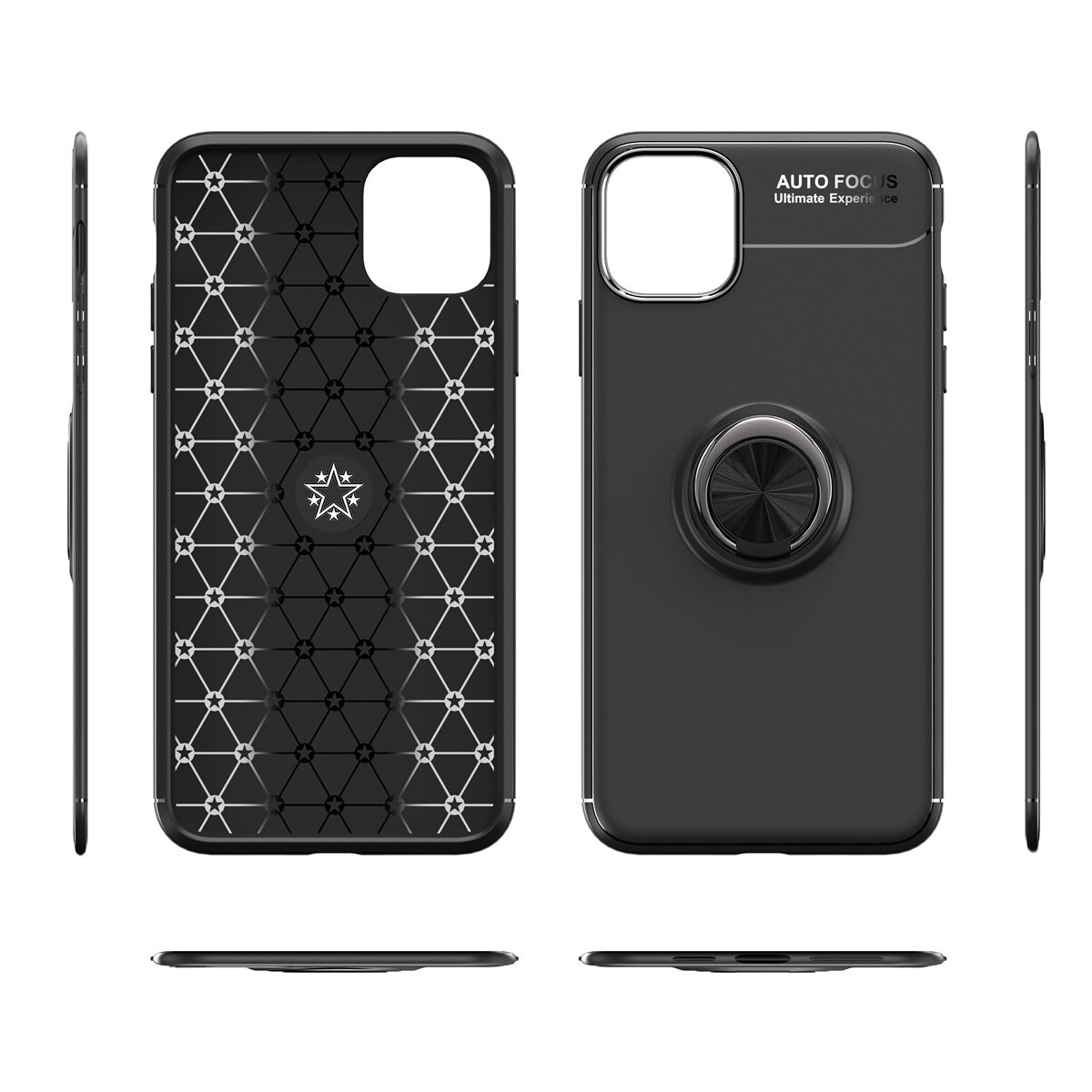 for iPhone 11 Pro Max Case [Metal Ring Buckle] Soft TPU Case Back Cover Shell, with 360° Rotating Ring Holder Kickstand, Can work with Car Mount, Impact Resistant