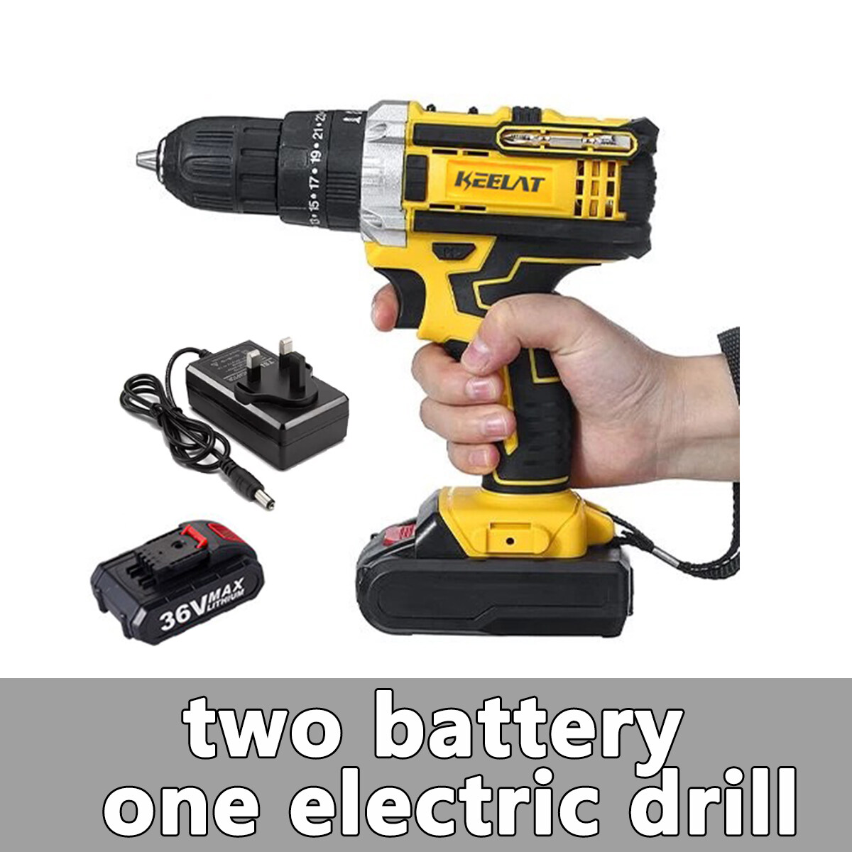 Set Cordless Impact Drill Battery Screwdriver Hammer Drill 3 Mode