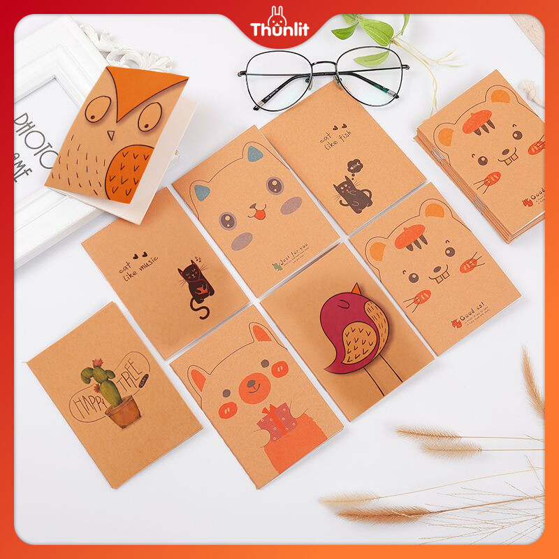 Thunlit túi nhỏ notepad trống Unlined số lượng lớn bán buôn Retro dễ thương Mini giấy kraft máy tính xách tay đồng bằng