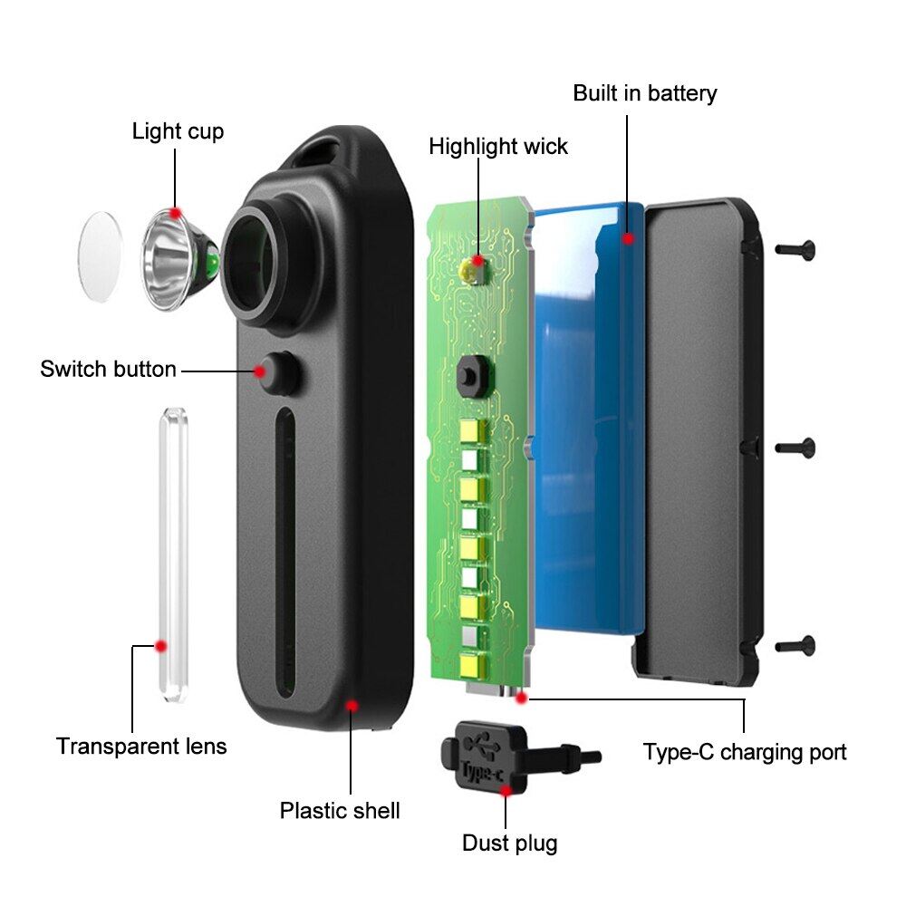 Hot Sales】VIRWIR Ultra-small Mini LED Light-emitting Small Flashlight Keychain Light 5 Light Modes Torch Light Multi-function Clip Flashing Warning Safety Flashlight Torch Bicycle Warn Light USB Rechargable Whistle Key Light